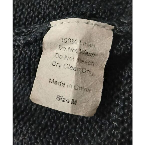 Oak fort womens medium 100% linen duster cardigan sheer black see through - Picture 7 of 8